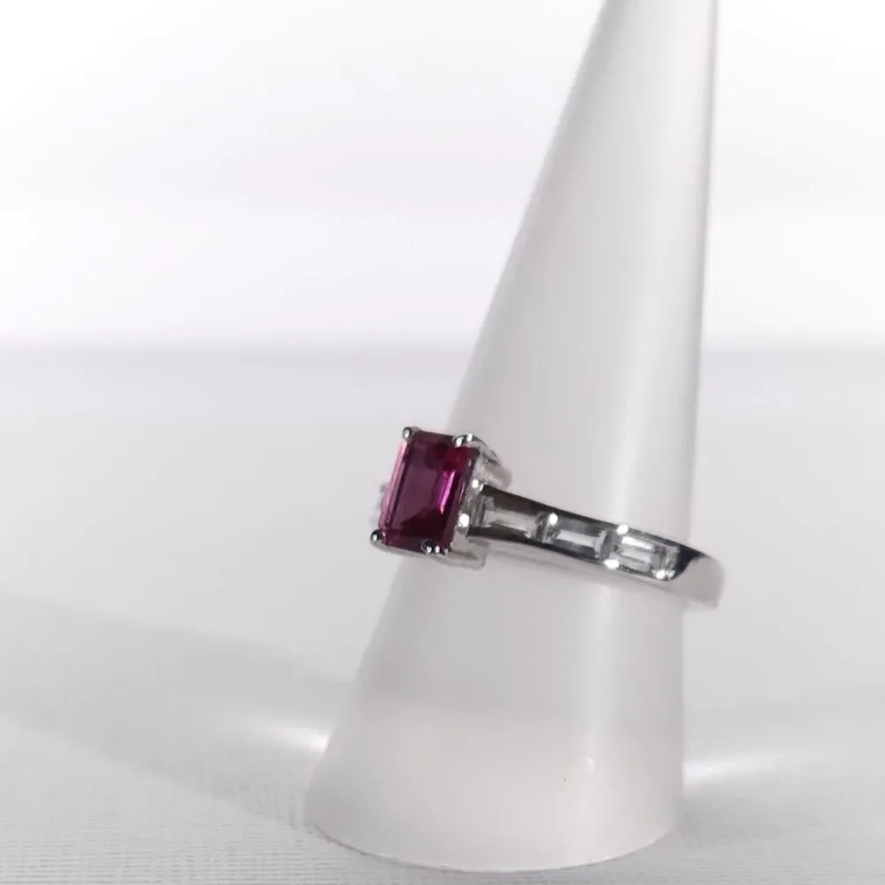 Bixbite and White Topaz Ring Size 5